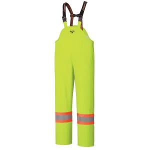 Pioneer Men's Hi Vis FR Work Bib Pants - CSA Certified, Poly Stretch, Flame Resistant, Waterproof, Reflective Tape, Durable Safety Gear | Sizes S-7XL