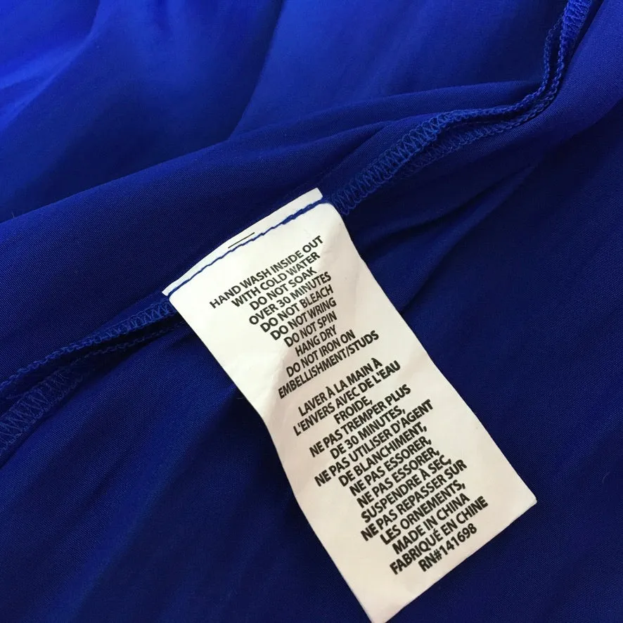 Ramy Brook Azure Color V-neck, Sleeveless Goldtone Embellishment Demi Dress