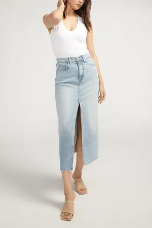 Silver Jeans Co. Front-Slit Midi Jean Skirt