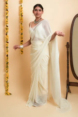 Teejh Farah Cream Georgette Ready to Drape Saree