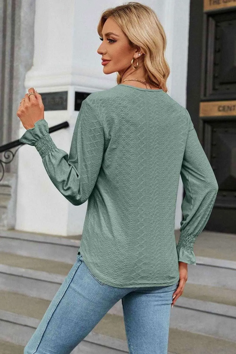 V-Neck Flounce Sleeve Blouse - Chic and Stylish Design