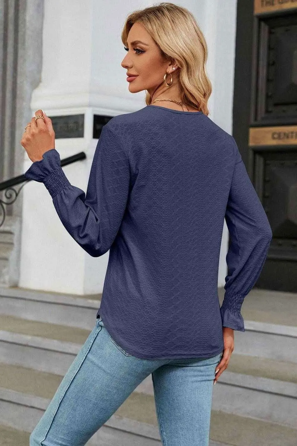 V-Neck Flounce Sleeve Blouse - Chic and Stylish Design