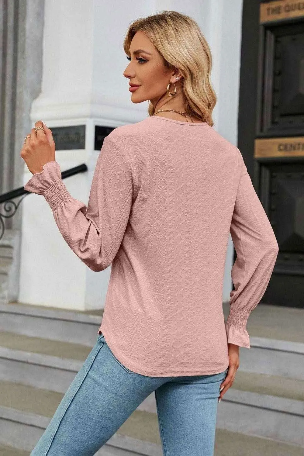 V-Neck Flounce Sleeve Blouse - Chic and Stylish Design