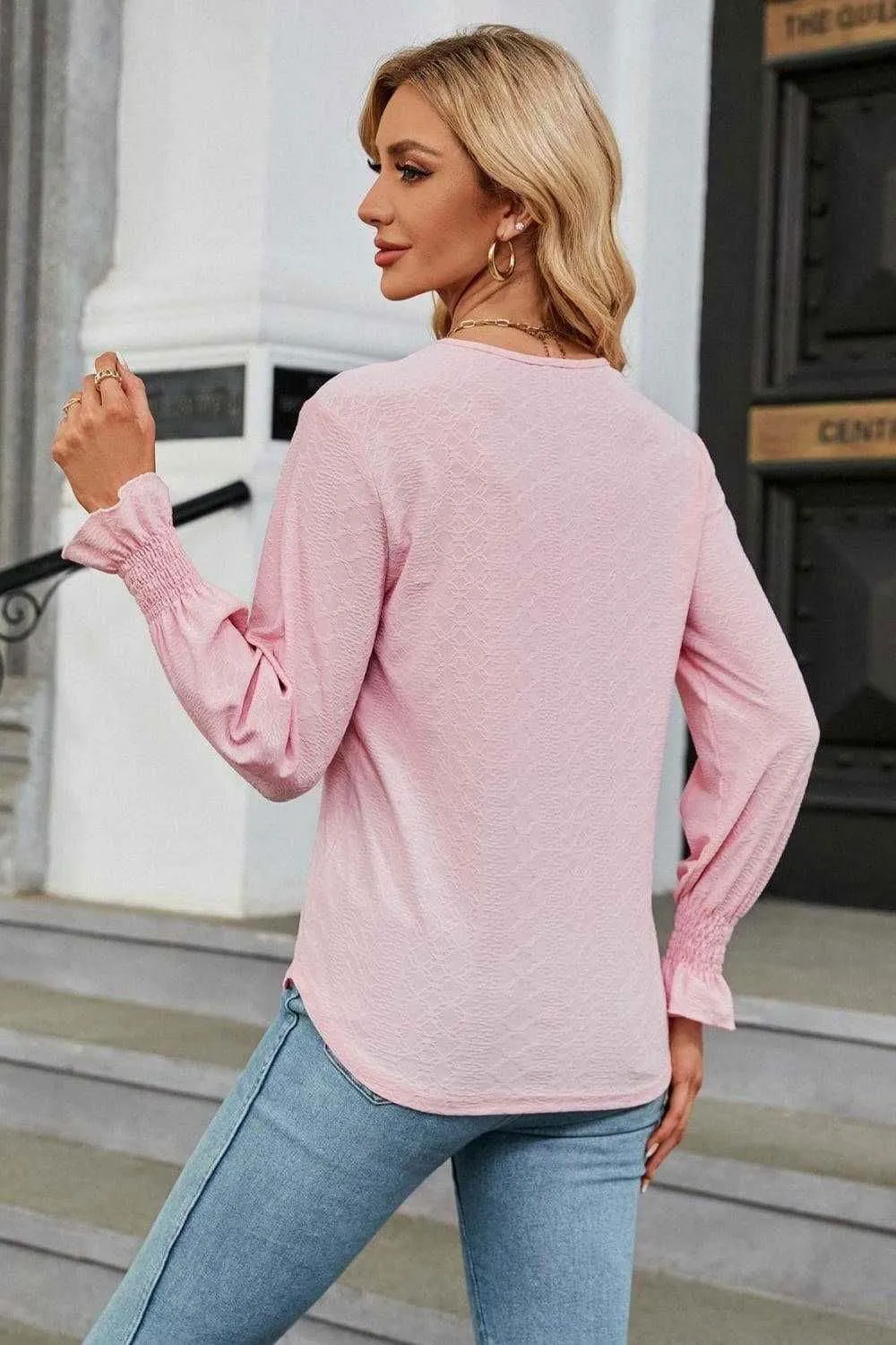 V-Neck Flounce Sleeve Blouse - Chic and Stylish Design
