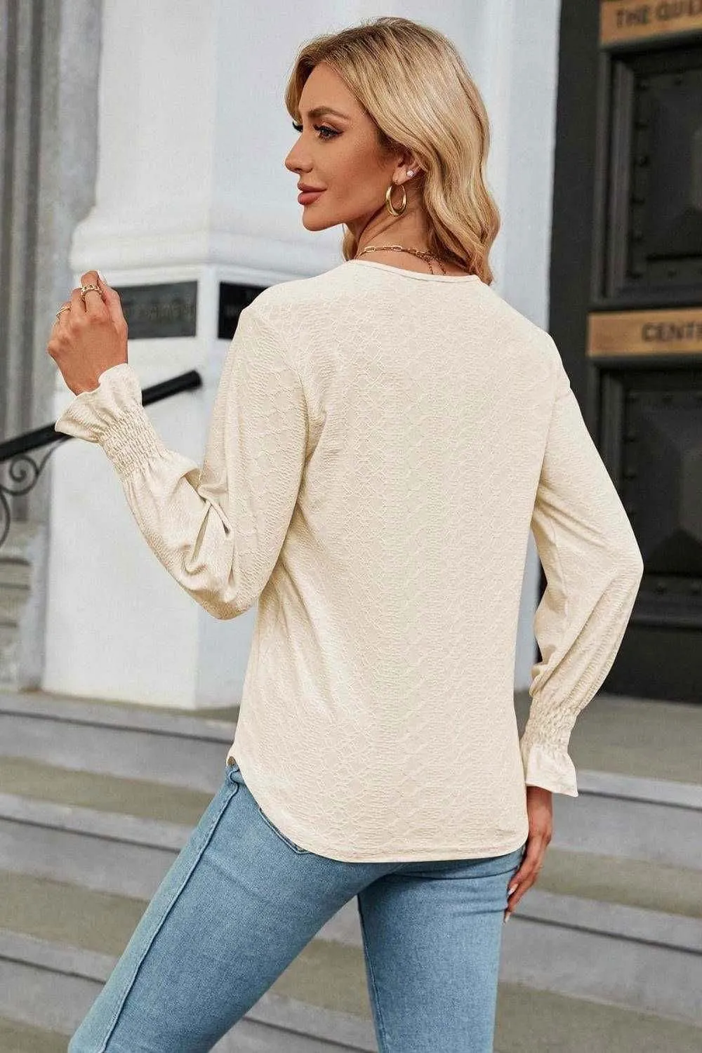 V-Neck Flounce Sleeve Blouse - Chic and Stylish Design