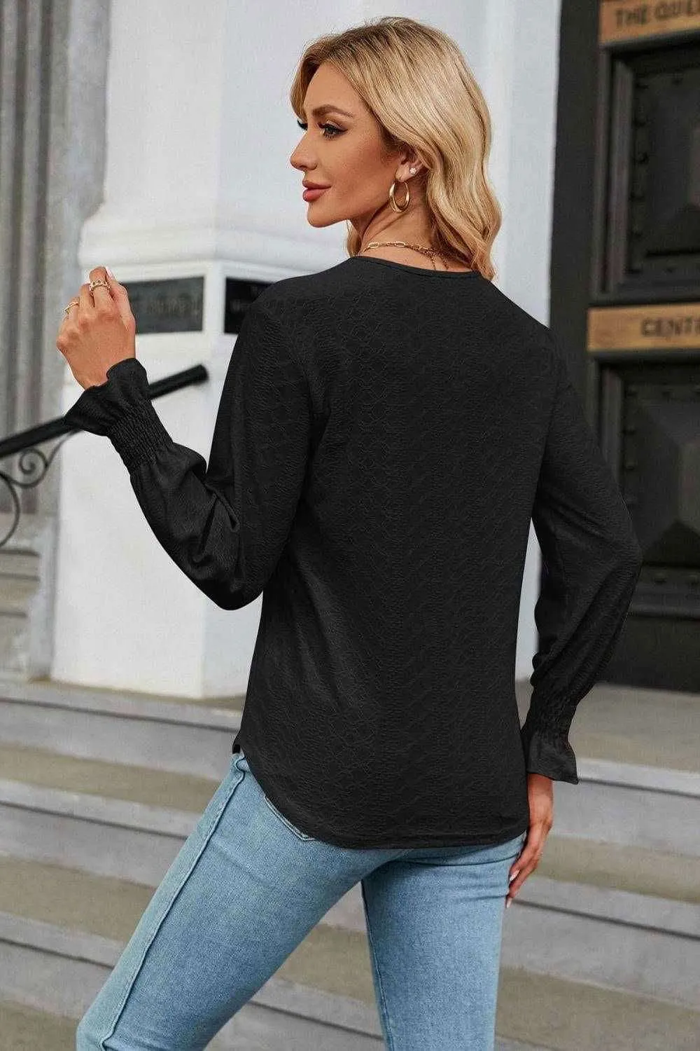 V-Neck Flounce Sleeve Blouse - Chic and Stylish Design