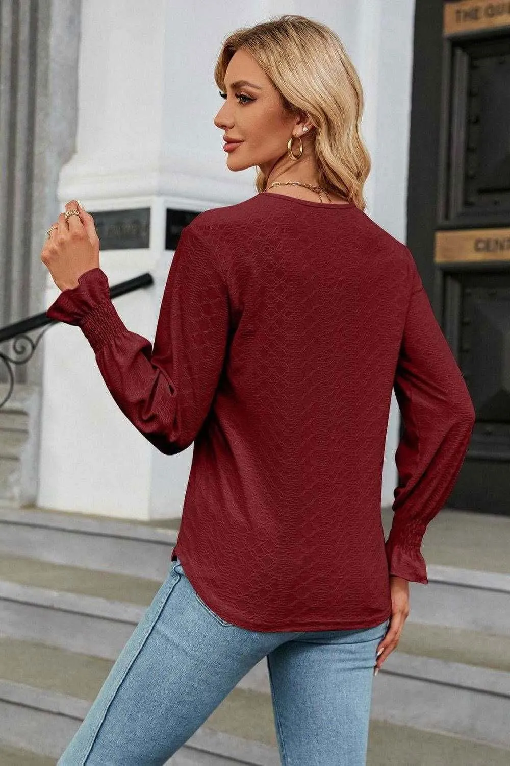 V-Neck Flounce Sleeve Blouse - Chic and Stylish Design