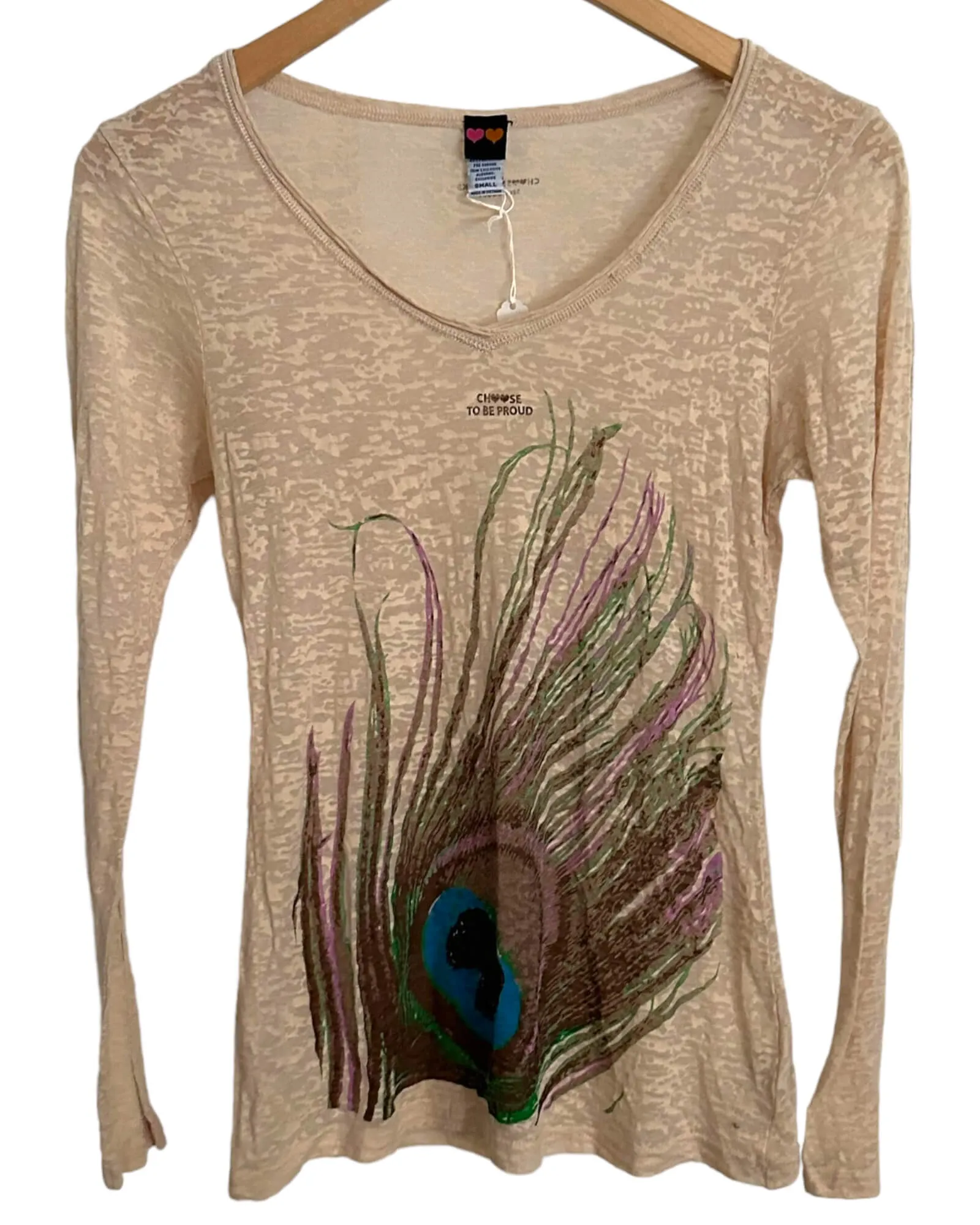 Warm Autumn Peacock Feather V-Neck Tee