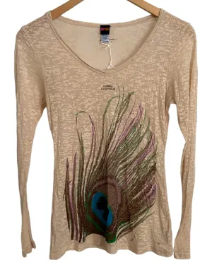 Warm Autumn Peacock Feather V-Neck Tee