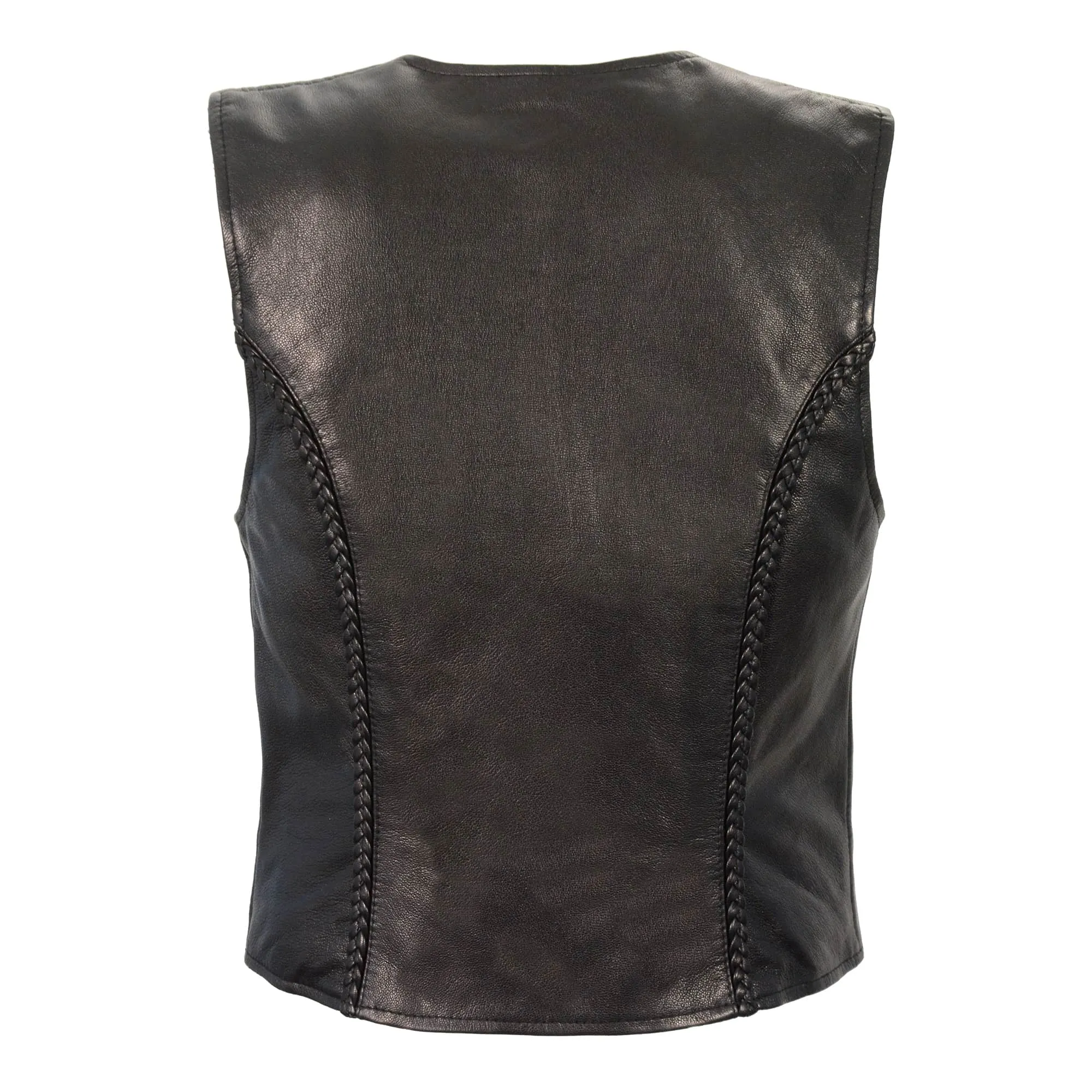 Women’s Black Lightweight Zipper Front Braided Vest